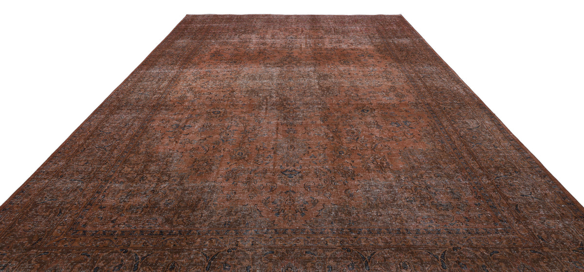 Brown Over Dyed Vintage XLarge Rug 9&#39;5&#39;&#39; x 12&#39;7&#39;&#39; ft 286 x 383 cm