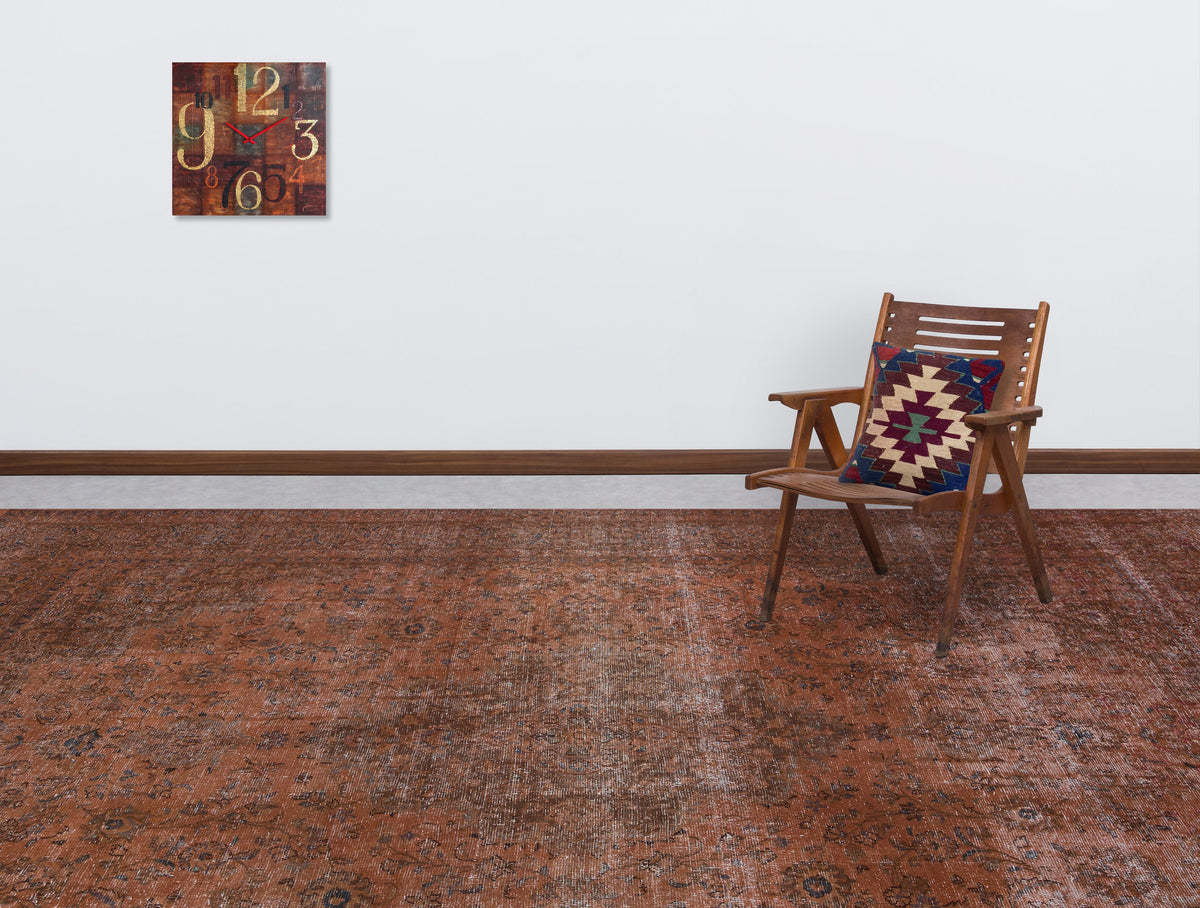 Brown Over Dyed Vintage XLarge Rug 9&#39;5&#39;&#39; x 12&#39;7&#39;&#39; ft 286 x 383 cm