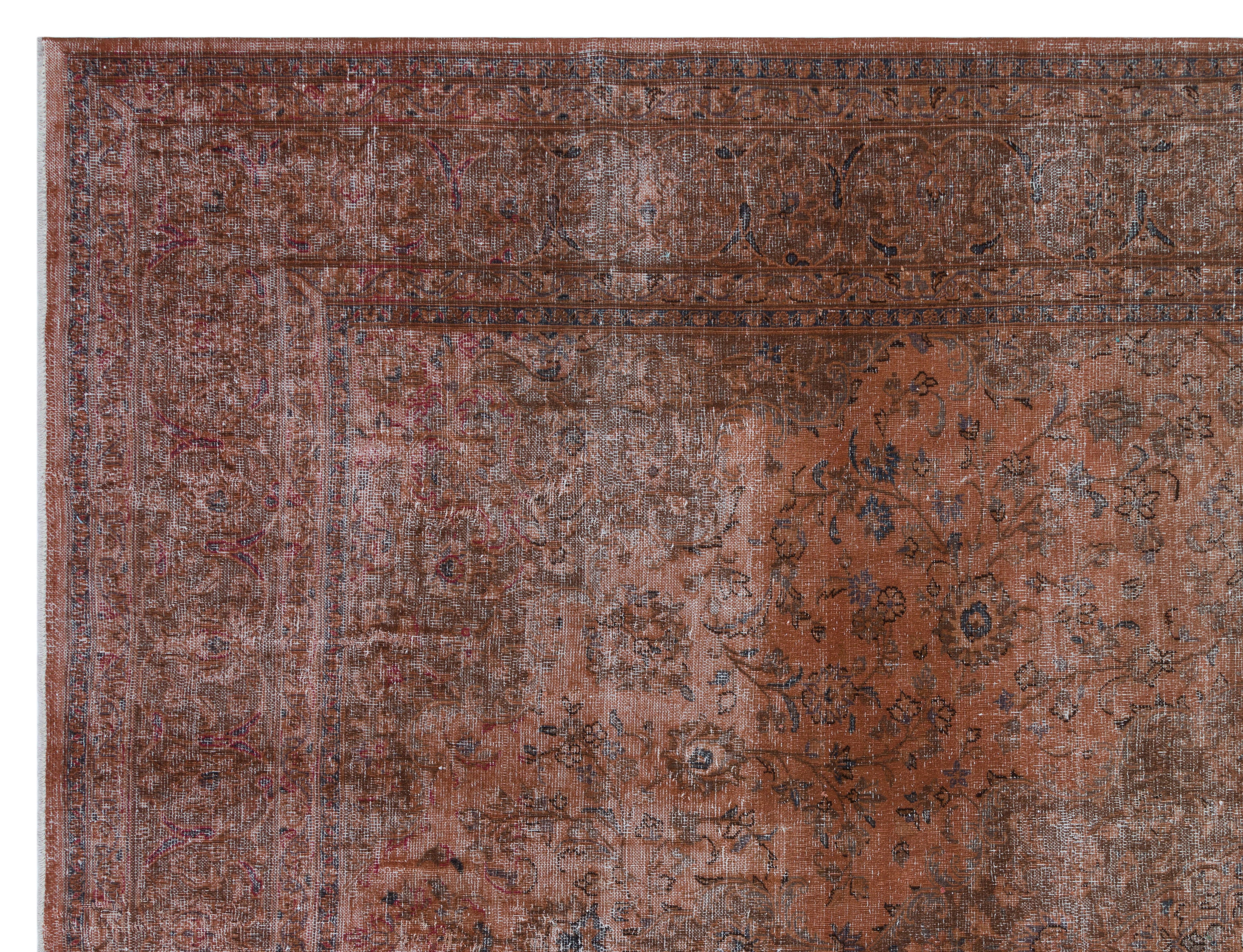 Brown Over Dyed Vintage XLarge Rug 9'5'' x 12'7'' ft 286 x 383 cm