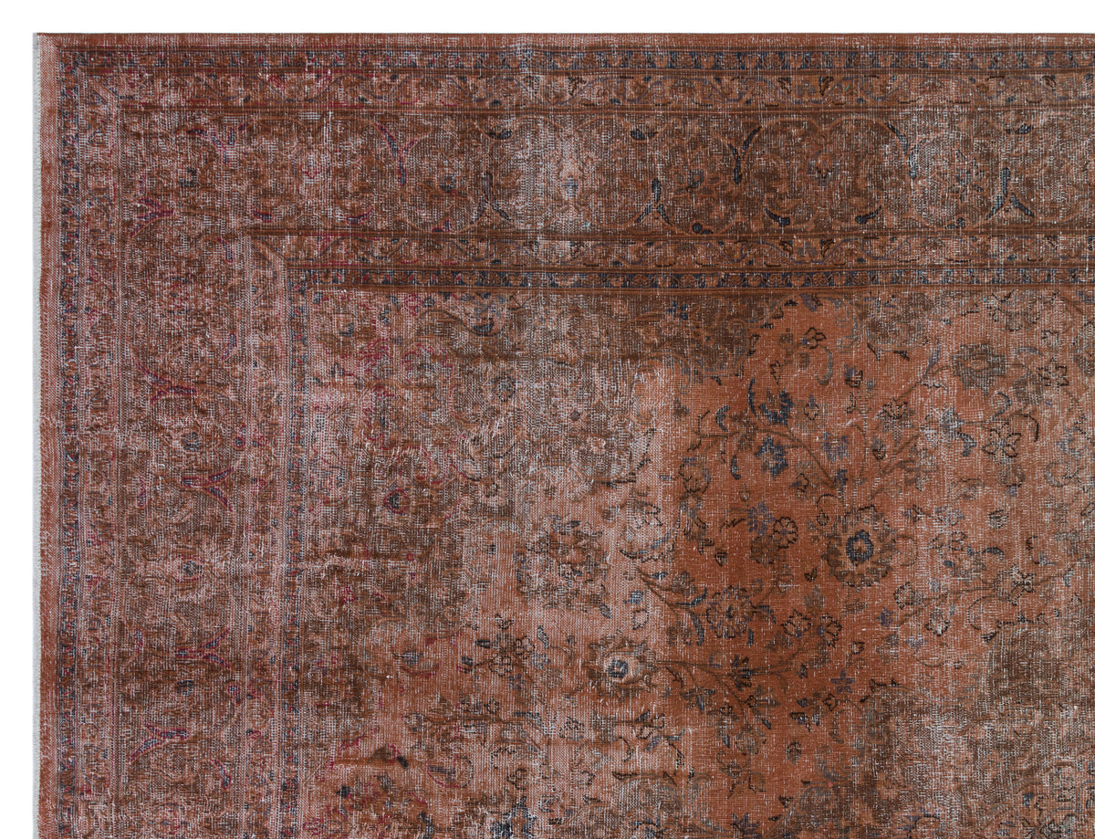 Brown Over Dyed Vintage XLarge Rug 9&#39;5&#39;&#39; x 12&#39;7&#39;&#39; ft 286 x 383 cm