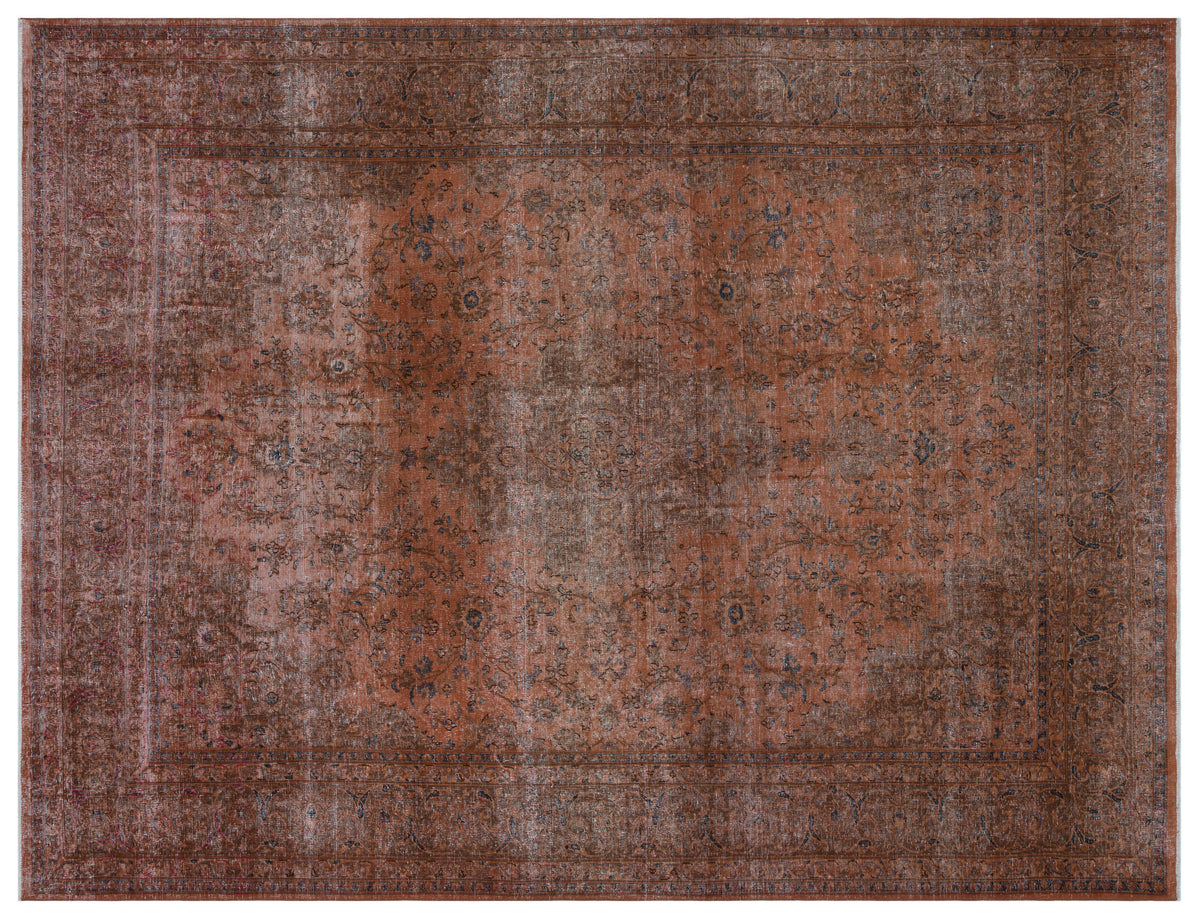 Brown Over Dyed Vintage XLarge Rug 9&#39;5&#39;&#39; x 12&#39;7&#39;&#39; ft 286 x 383 cm