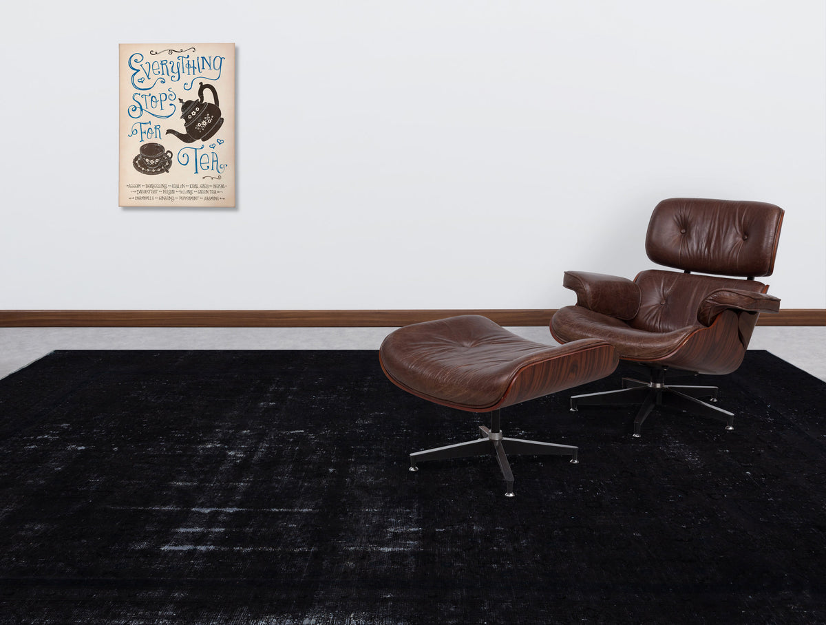 Black Over Dyed Vintage XLarge Rug 9&#39;7&#39;&#39; x 12&#39;8&#39;&#39; ft 291 x 386 cm