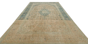 Beige Over Dyed Vintage XLarge Rug 8'12'' x 13'1'' ft 274 x 398 cm