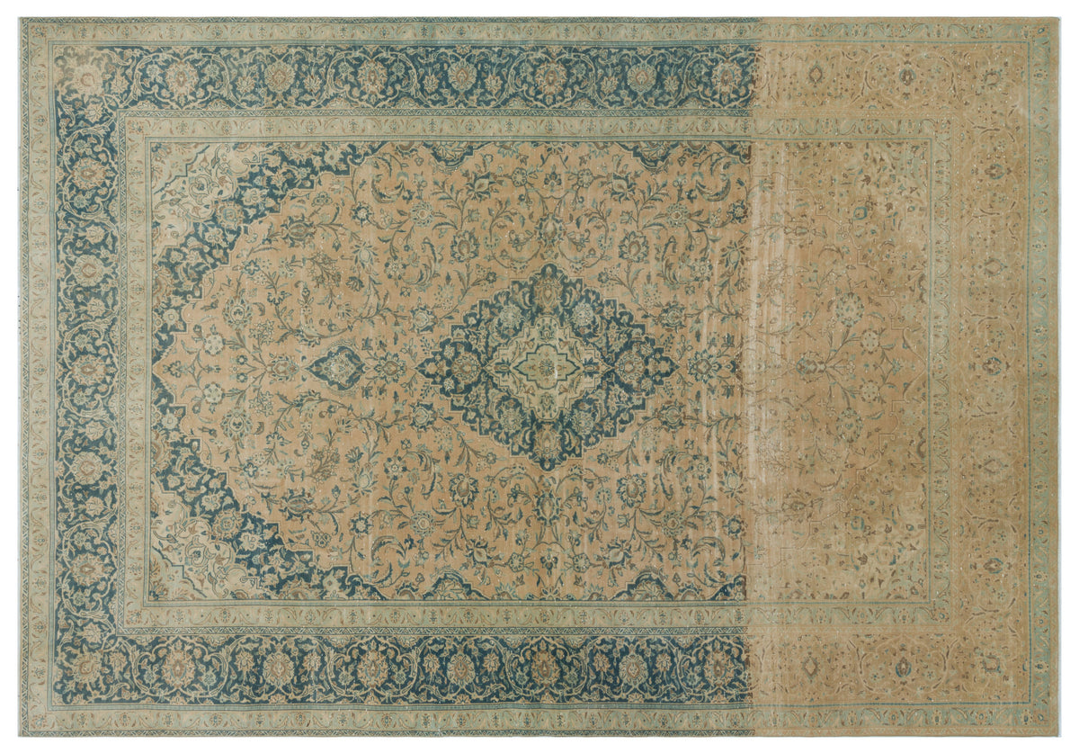 Beige Over Dyed Vintage XLarge Rug 8&#39;12&#39;&#39; x 13&#39;1&#39;&#39; ft 274 x 398 cm