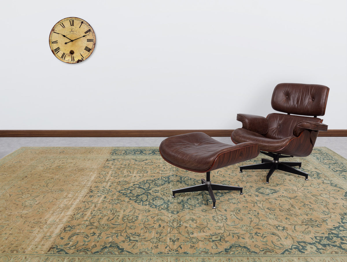 Beige Over Dyed Vintage XLarge Rug 8&#39;12&#39;&#39; x 13&#39;1&#39;&#39; ft 274 x 398 cm