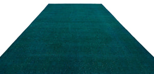 Turquoise  Over Dyed Vintage XLarge Rug 9'7'' x 12'9'' ft 291 x 389 cm