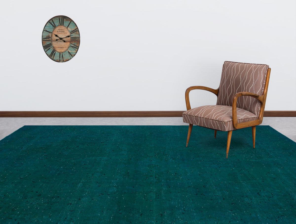 Turquoise  Over Dyed Vintage XLarge Rug 9&#39;7&#39;&#39; x 12&#39;9&#39;&#39; ft 291 x 389 cm