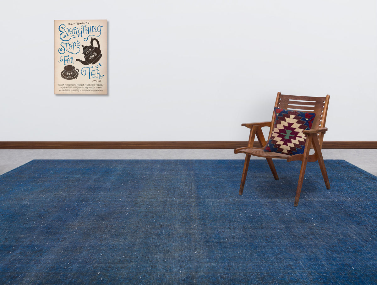 Blue Over Dyed Vintage XLarge Rug 9&#39;7&#39;&#39; x 12&#39;9&#39;&#39; ft 292 x 388 cm