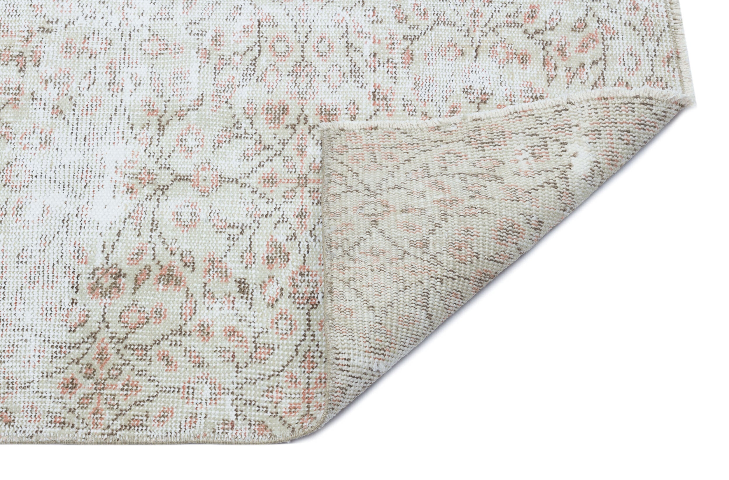 Beige Over Dyed Vintage Rug 3'6'' x 6'9'' ft 106 x 205 cm