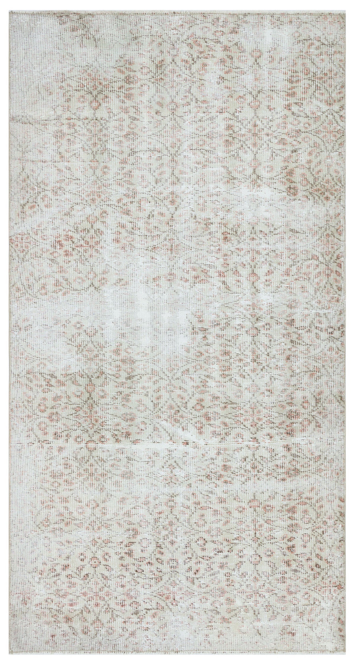 Beige Over Dyed Vintage Rug 3&#39;6&#39;&#39; x 6&#39;9&#39;&#39; ft 106 x 205 cm