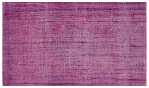 Fuchsia Over Dyed Vintage Rug 4'12'' x 8'7'' ft 152 x 261 cm