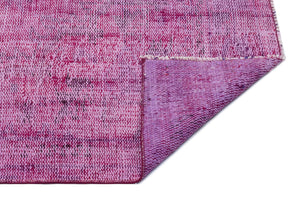 Fuchsia Over Dyed Vintage Rug 4'12'' x 8'7'' ft 152 x 261 cm