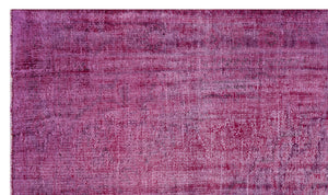 Fuchsia Over Dyed Vintage Rug 4'12'' x 8'7'' ft 152 x 261 cm