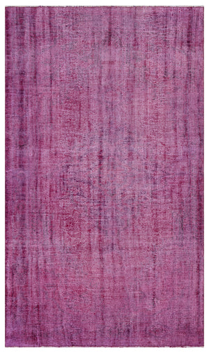 Fuchsia Over Dyed Vintage Rug 4'12'' x 8'7'' ft 152 x 261 cm