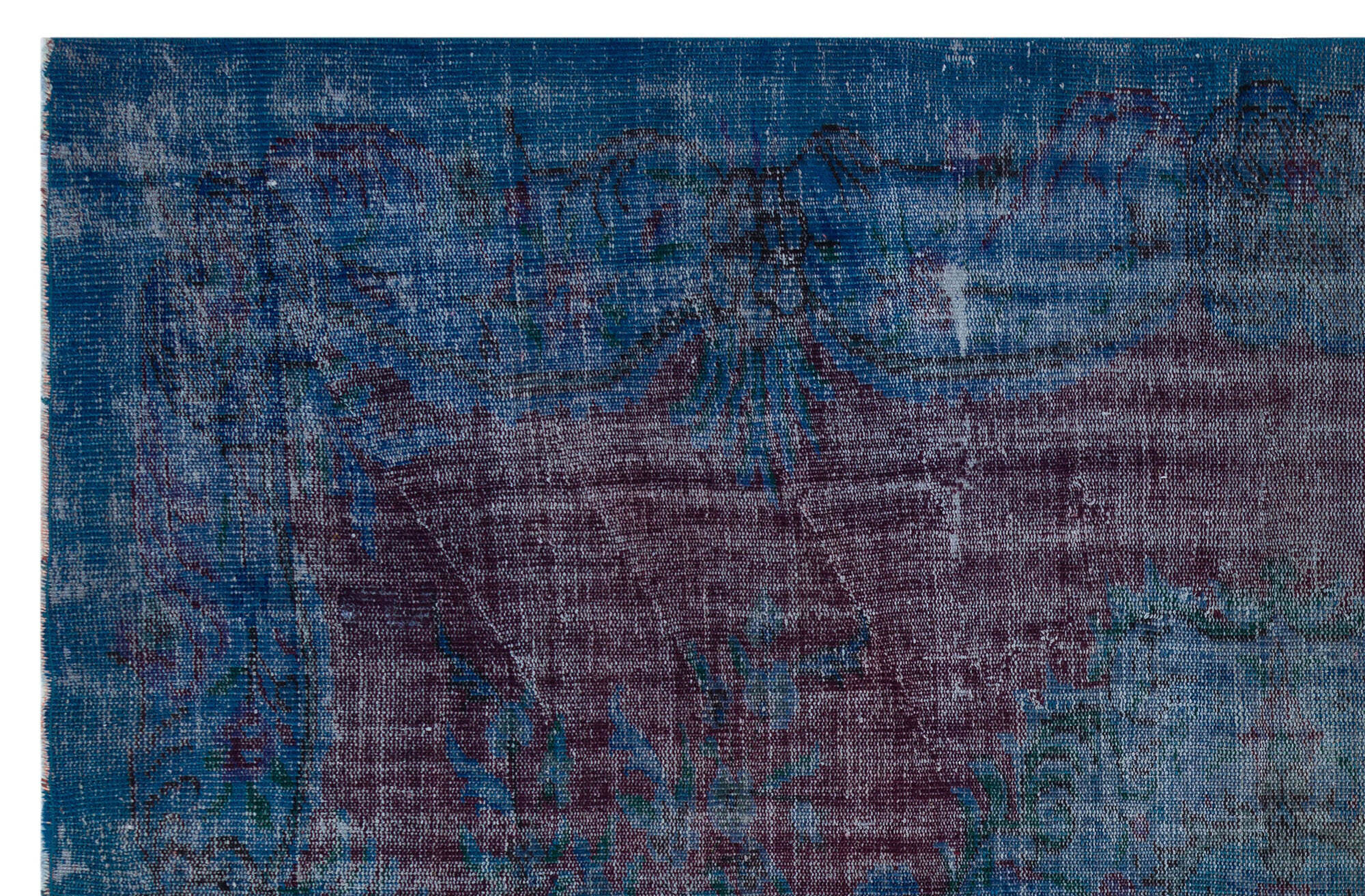 Traditional Design Blue Over Dyed Vintage Rug 6'0'' x 9'3'' ft 184 x 282 cm