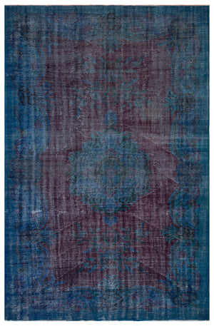 Traditional Design Blue Over Dyed Vintage Rug 6'0'' x 9'3'' ft 184 x 282 cm