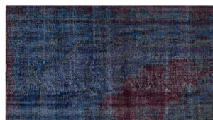 Traditional Design Indigo Blue Over Dyed Vintage Rug 5'12'' x 10'6'' ft 182 x 320 cm