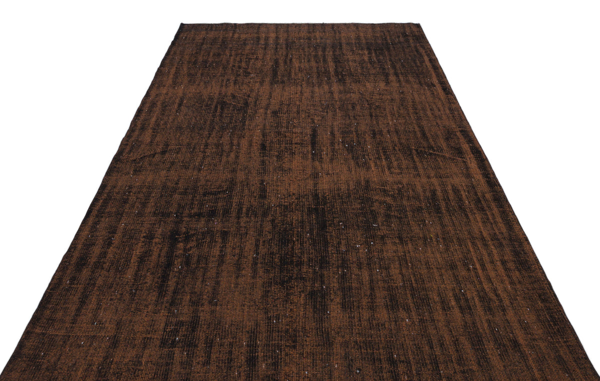 Brown Over Dyed Vintage Rug 5&#39;7&#39;&#39; x 8&#39;11&#39;&#39; ft 170 x 271 cm