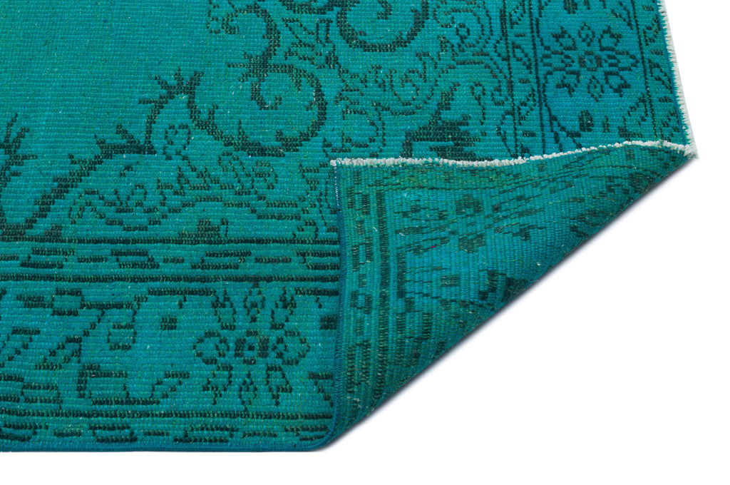 Traditional Design Turquoise Over Dyed Vintage Rug 5'10'' x 9'2'' ft 177 x 280 cm