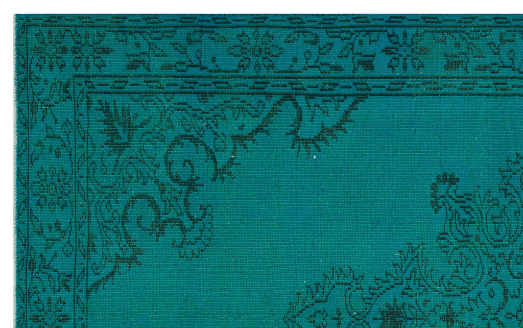 Traditional Design Turquoise Over Dyed Vintage Rug 5'10'' x 9'2'' ft 177 x 280 cm