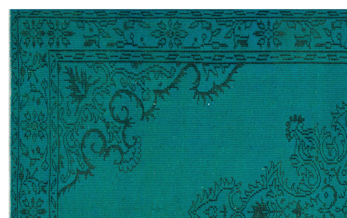 Traditional Design Turquoise Over Dyed Vintage Rug 5&#39;10&#39;&#39; x 9&#39;2&#39;&#39; ft 177 x 280 cm
