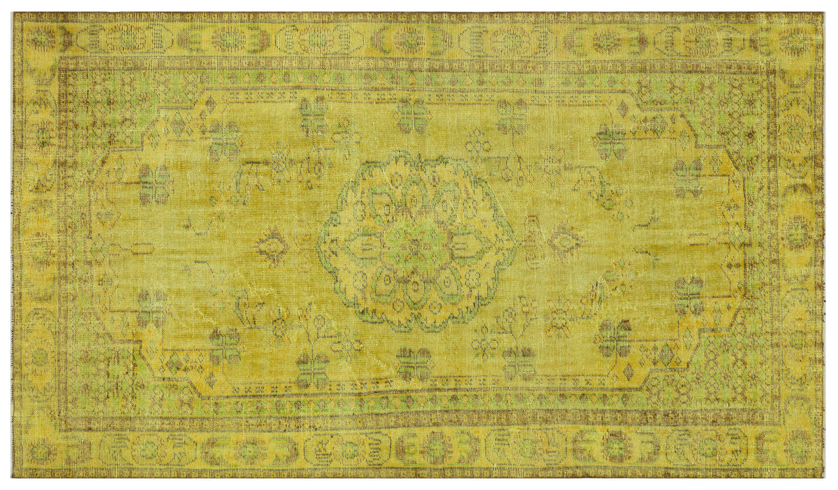 Yellow Over Dyed Vintage Rug 6&#39;1&#39;&#39; x 10&#39;4&#39;&#39; ft 186 x 316 cm