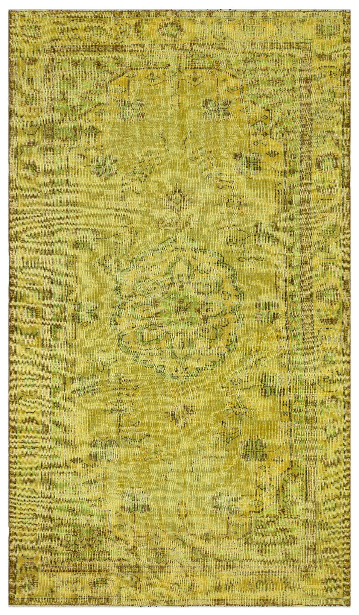 Yellow Over Dyed Vintage Rug 6&#39;1&#39;&#39; x 10&#39;4&#39;&#39; ft 186 x 316 cm