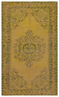 Yellow Over Dyed Vintage Rug 4'12'' x 8'4'' ft 152 x 253 cm