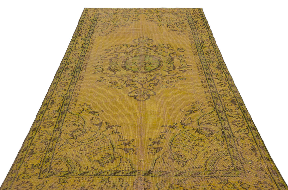 Yellow Over Dyed Vintage Rug 4&#39;12&#39;&#39; x 8&#39;4&#39;&#39; ft 152 x 253 cm