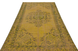 Yellow Over Dyed Vintage Rug 4'12'' x 8'4'' ft 152 x 253 cm