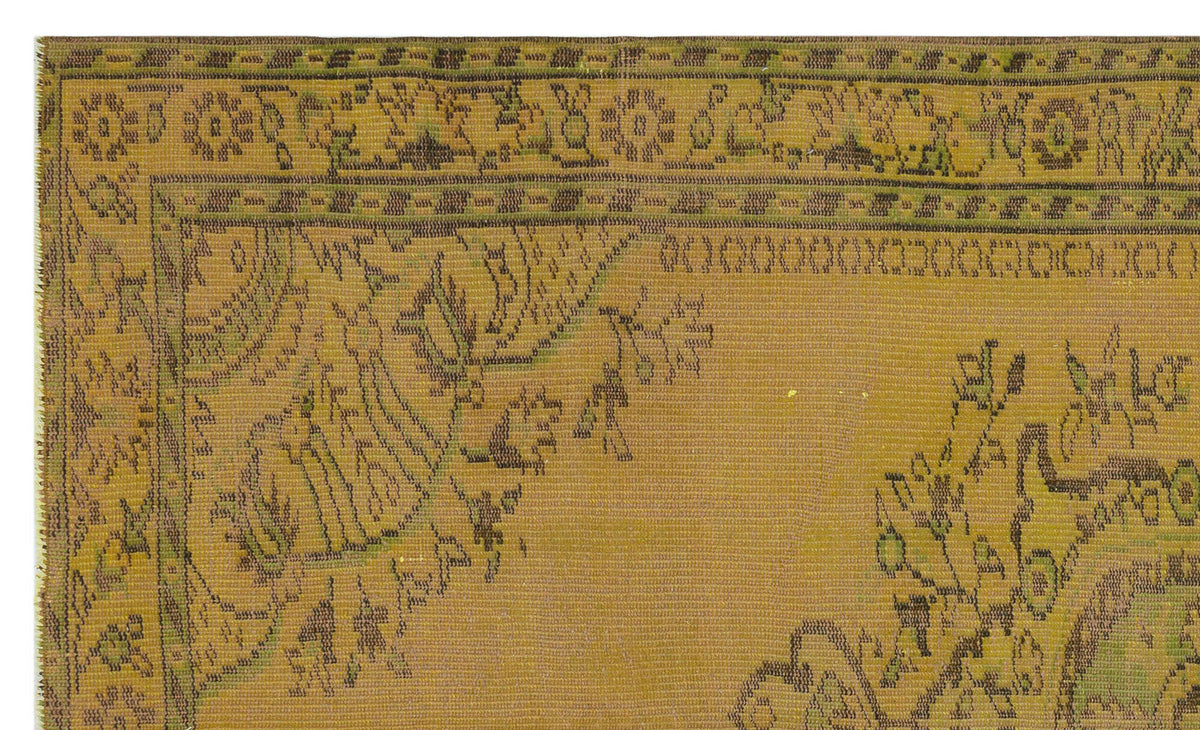 Yellow Over Dyed Vintage Rug 4&#39;12&#39;&#39; x 8&#39;4&#39;&#39; ft 152 x 253 cm