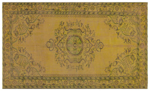 Yellow Over Dyed Vintage Rug 4'12'' x 8'4'' ft 152 x 253 cm