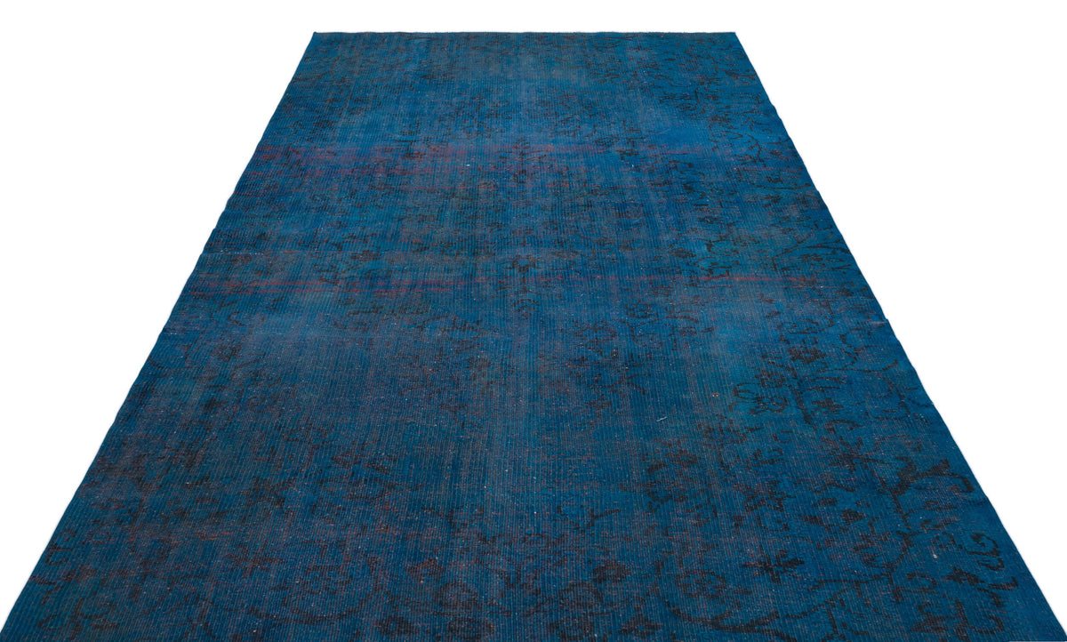 Traditional Design Blue Over Dyed Vintage Rug 5&#39;10&#39;&#39; x 9&#39;7&#39;&#39; ft 178 x 293 cm