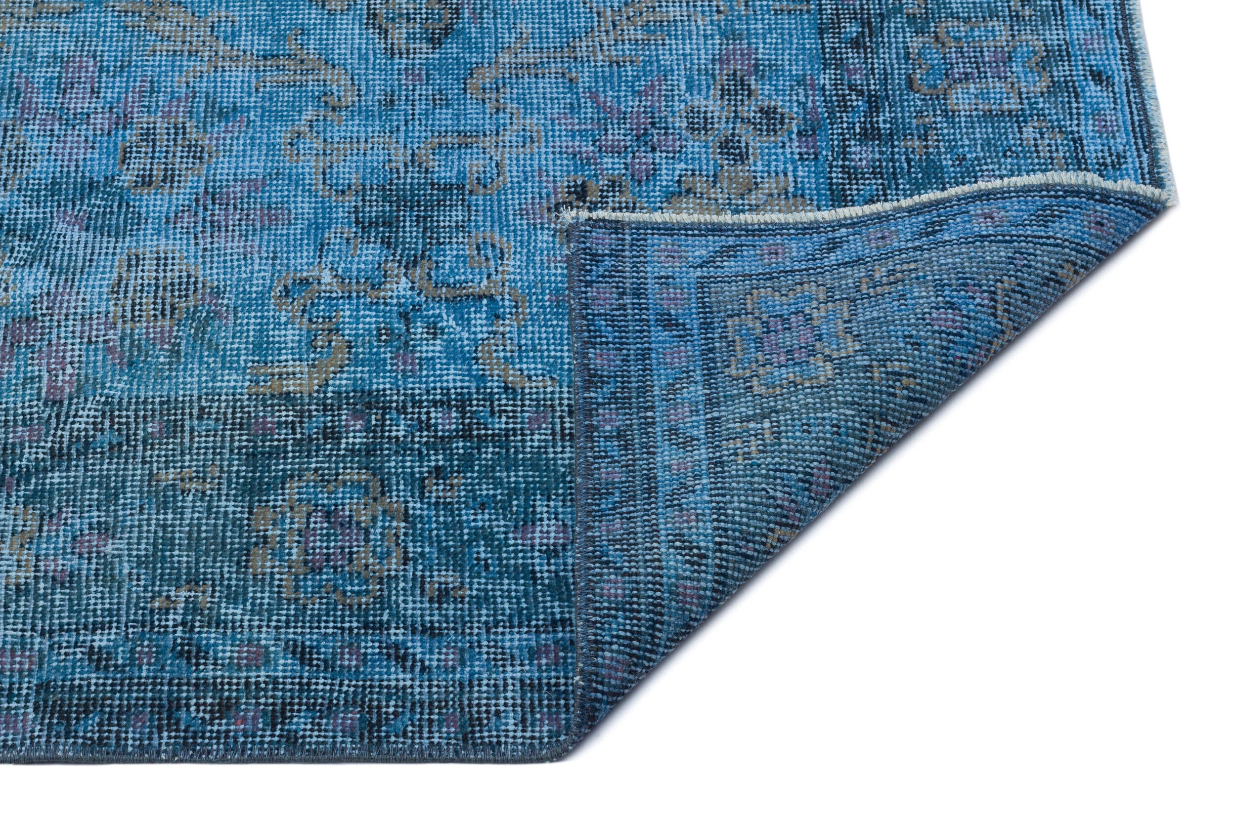 Retro Design Blue Over Dyed Vintage Rug 5'9'' x 9'6'' ft 176 x 289 cm