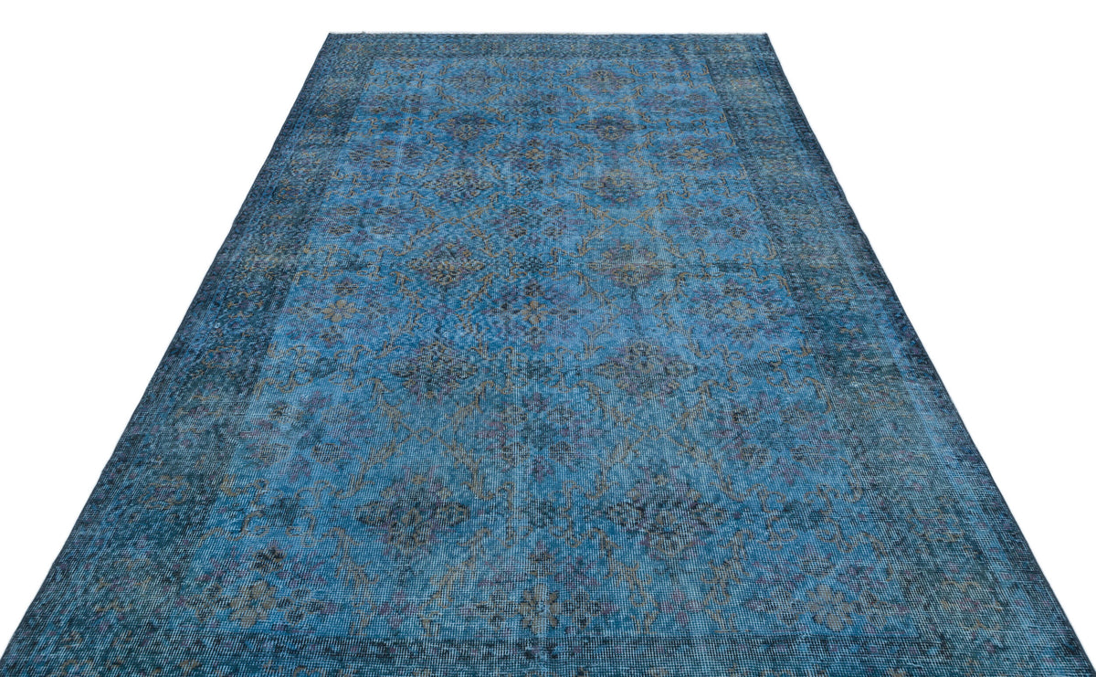 Retro Design Blue Over Dyed Vintage Rug 5&#39;9&#39;&#39; x 9&#39;6&#39;&#39; ft 176 x 289 cm
