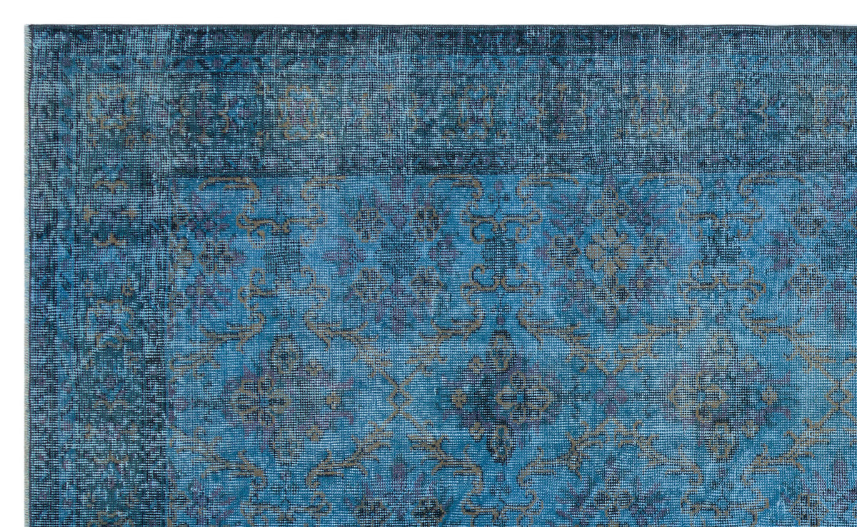 Retro Design Blue Over Dyed Vintage Rug 5&#39;9&#39;&#39; x 9&#39;6&#39;&#39; ft 176 x 289 cm