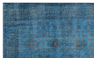 Retro Design Blue Over Dyed Vintage Rug 5'9'' x 9'6'' ft 176 x 289 cm