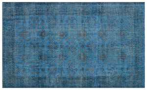 Retro Design Blue Over Dyed Vintage Rug 5'9'' x 9'6'' ft 176 x 289 cm