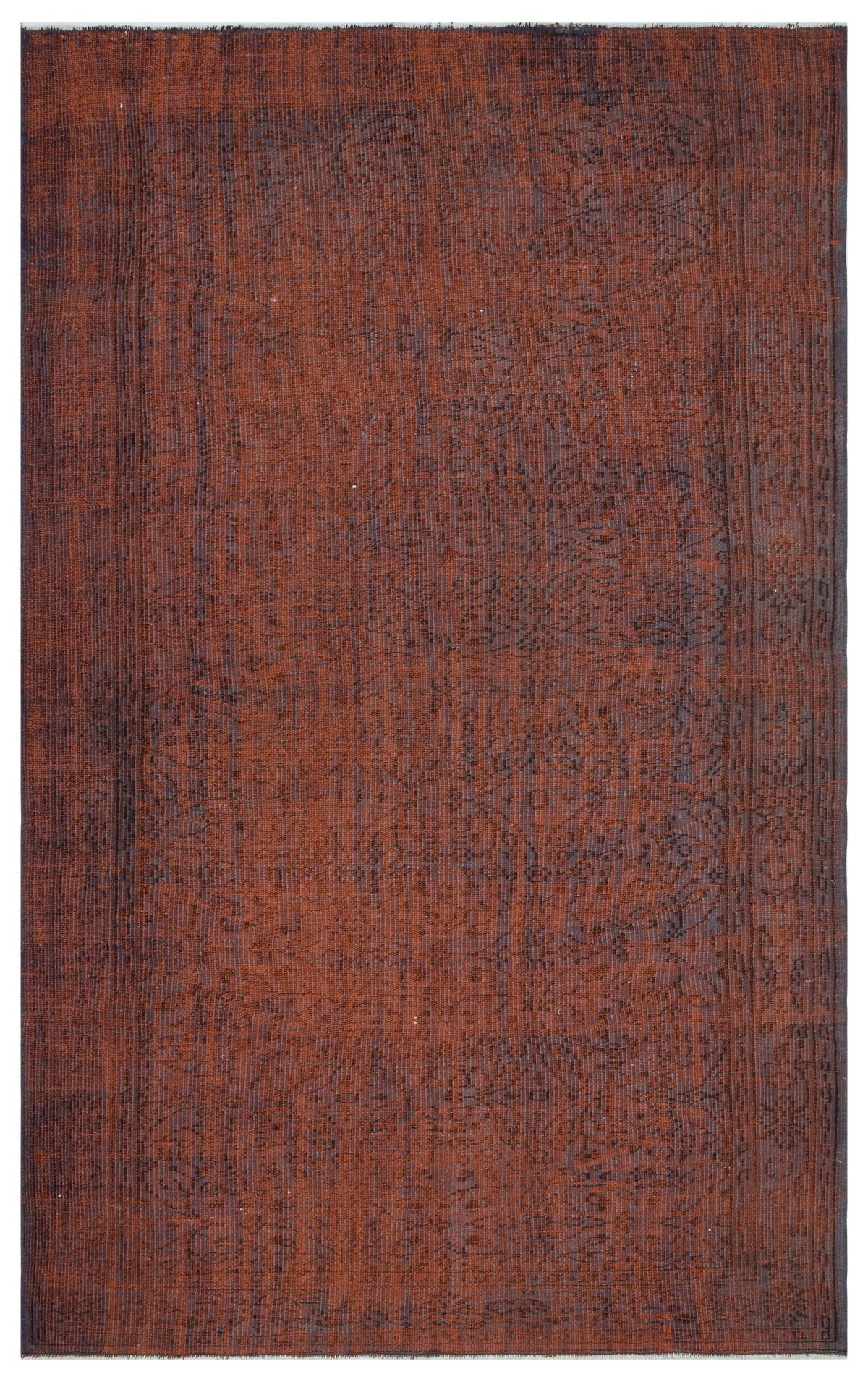 Brown Over Dyed Vintage Rug 5&#39;3&#39;&#39; x 8&#39;4&#39;&#39; ft 161 x 254 cm