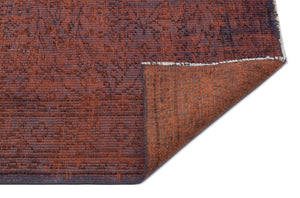 Brown Over Dyed Vintage Rug 5'3'' x 8'4'' ft 161 x 254 cm
