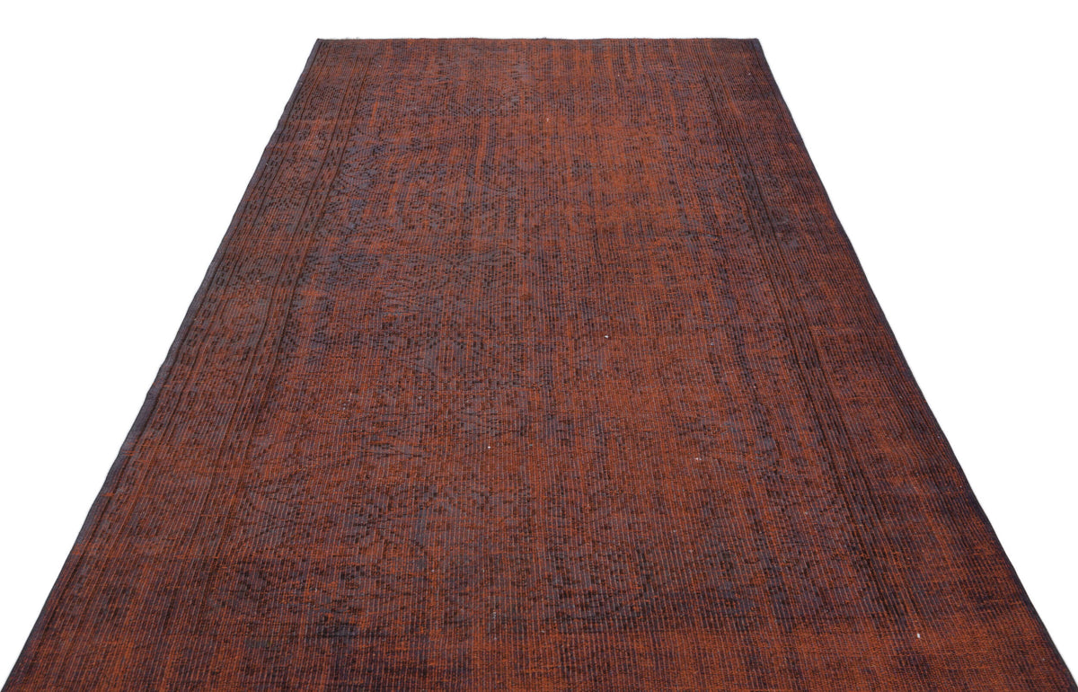 Brown Over Dyed Vintage Rug 5&#39;3&#39;&#39; x 8&#39;4&#39;&#39; ft 161 x 254 cm