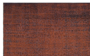 Brown Over Dyed Vintage Rug 5'3'' x 8'4'' ft 161 x 254 cm