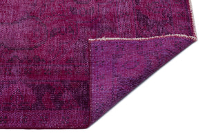 Distressed Fuchsia Over Dyed Vintage Rug 5'8'' x 9'9'' ft 173 x 296 cm