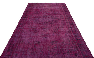 Distressed Fuchsia Over Dyed Vintage Rug 5'8'' x 9'9'' ft 173 x 296 cm