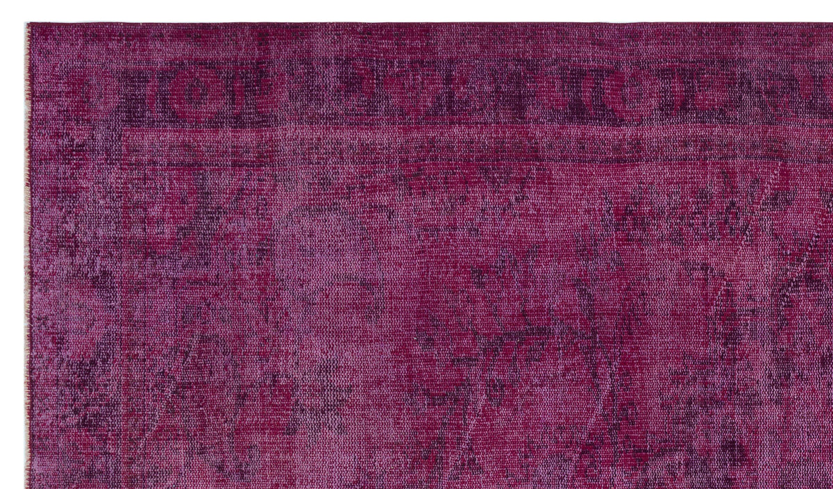 Distressed Fuchsia Over Dyed Vintage Rug 5&#39;8&#39;&#39; x 9&#39;9&#39;&#39; ft 173 x 296 cm