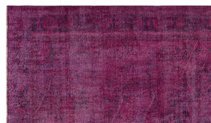 Distressed Fuchsia Over Dyed Vintage Rug 5'8'' x 9'9'' ft 173 x 296 cm
