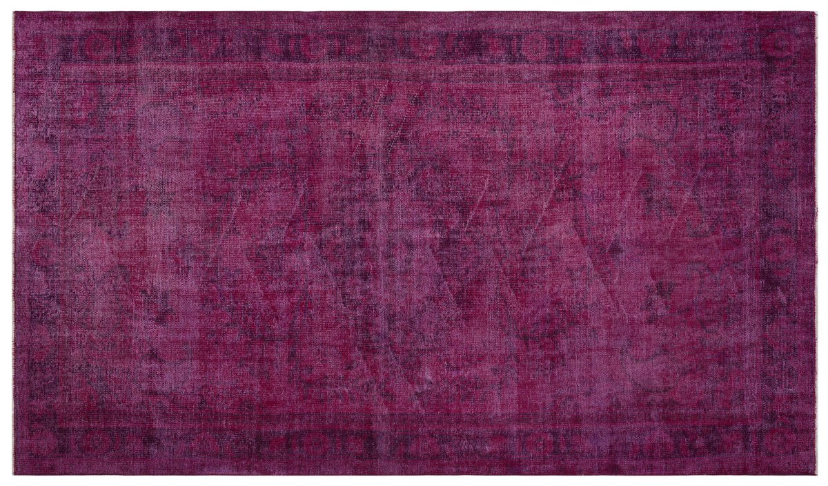 Distressed Fuchsia Over Dyed Vintage Rug 5&#39;8&#39;&#39; x 9&#39;9&#39;&#39; ft 173 x 296 cm