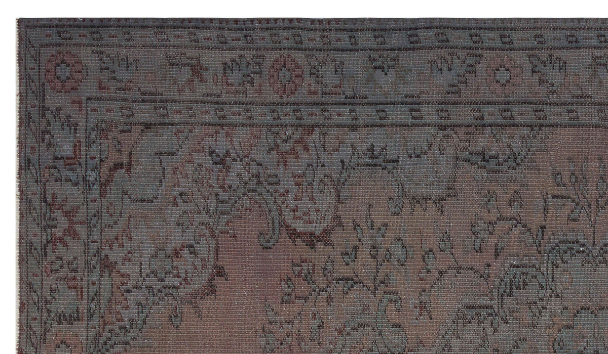 Gray Over Dyed Vintage Rug 5&#39;3&#39;&#39; x 9&#39;2&#39;&#39; ft 160 x 280 cm