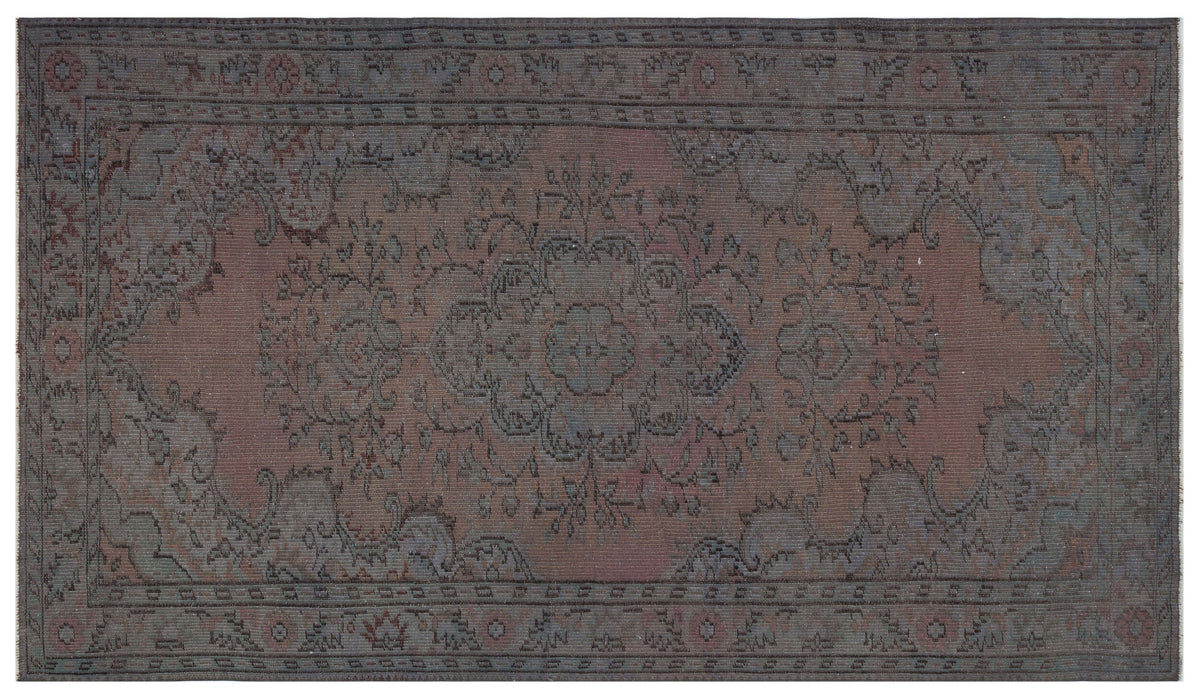 Gray Over Dyed Vintage Rug 5&#39;3&#39;&#39; x 9&#39;2&#39;&#39; ft 160 x 280 cm