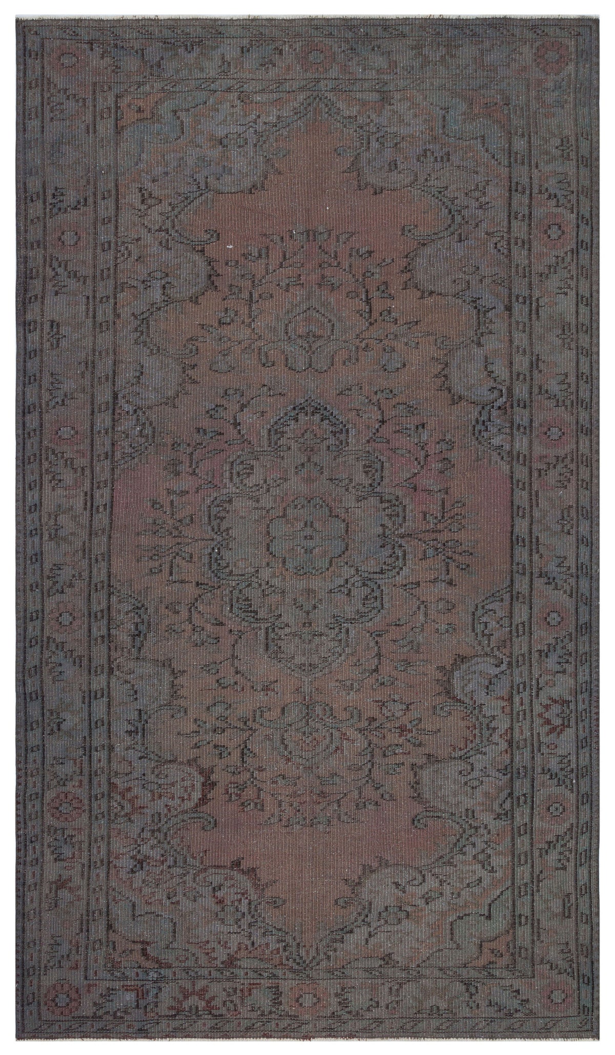 Gray Over Dyed Vintage Rug 5&#39;3&#39;&#39; x 9&#39;2&#39;&#39; ft 160 x 280 cm